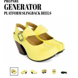 John Fluevog Yellow Prepare Generator Platform Slingback Heels
